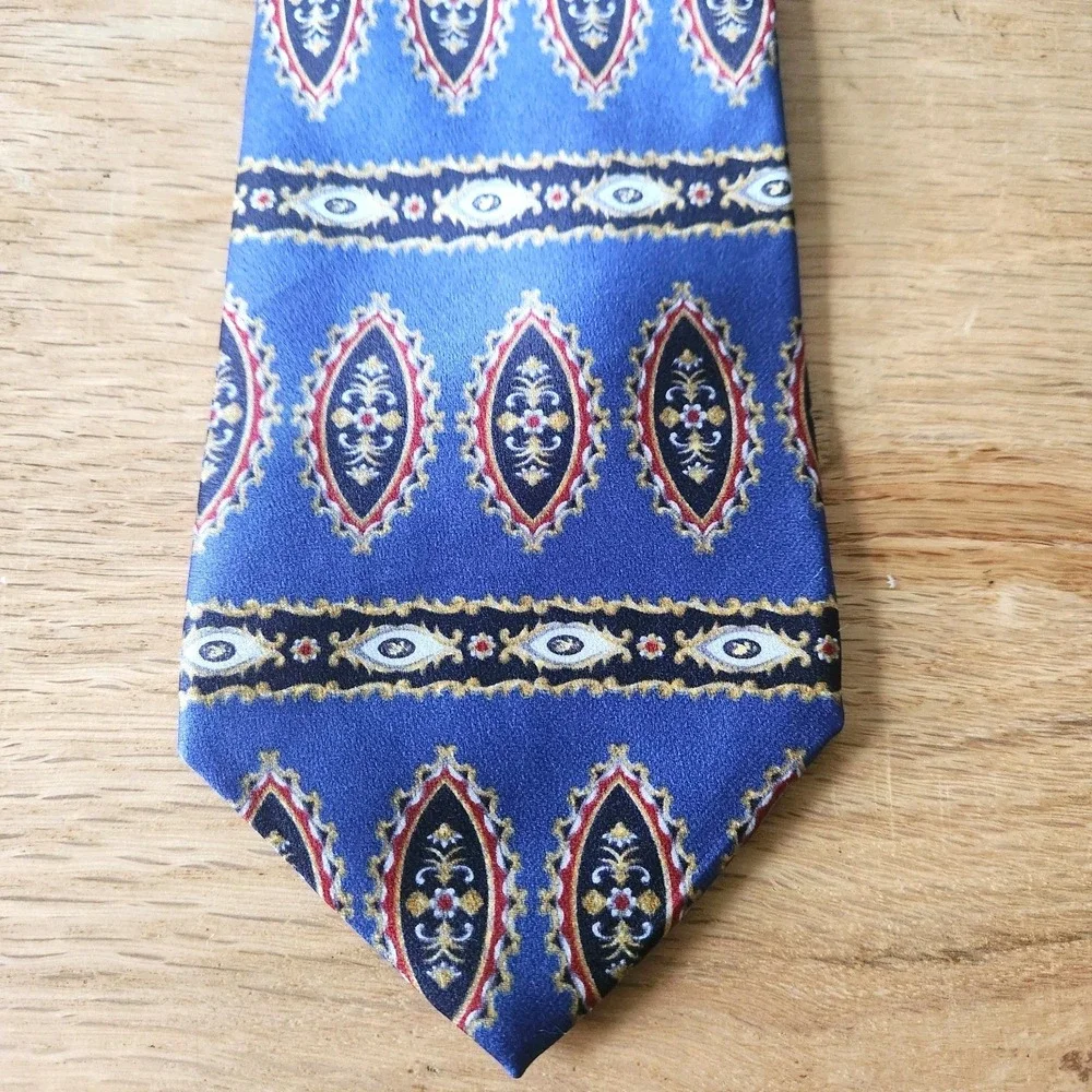 Luca Franzini Mens Tie‎ Blue Gold Red Coat of Arms Design 100% Silk Italy 59